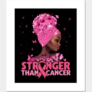 Black Women Queen Stronger Than Breast Cancer Pink Ribbon Posters and Art
